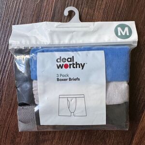 3 Pack Target Dealworthy Boys M Boxer Briefs Solids Blue Black Gray Size 8 New